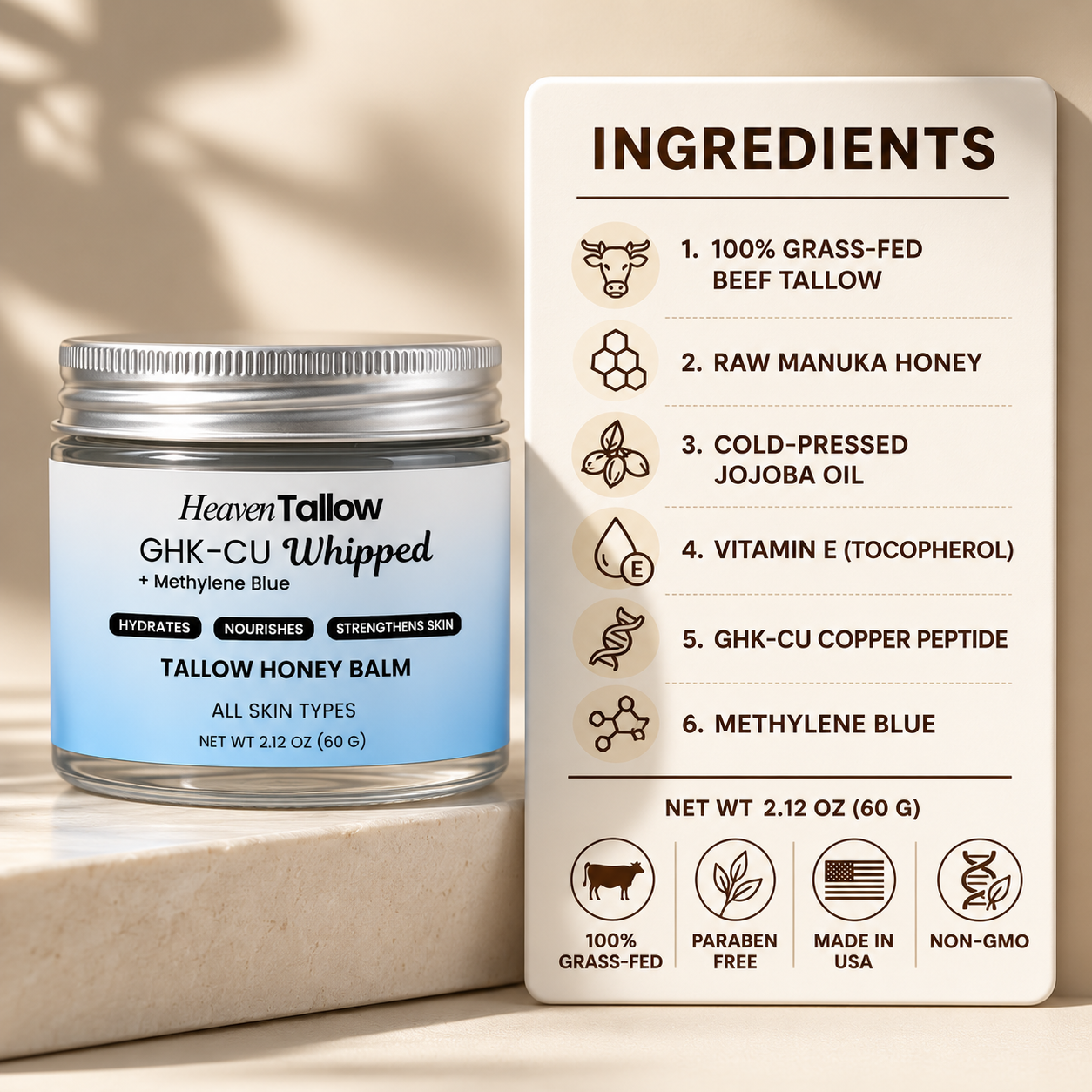 GHK-CU Peptide Whipped Tallow with Methylene Blue
