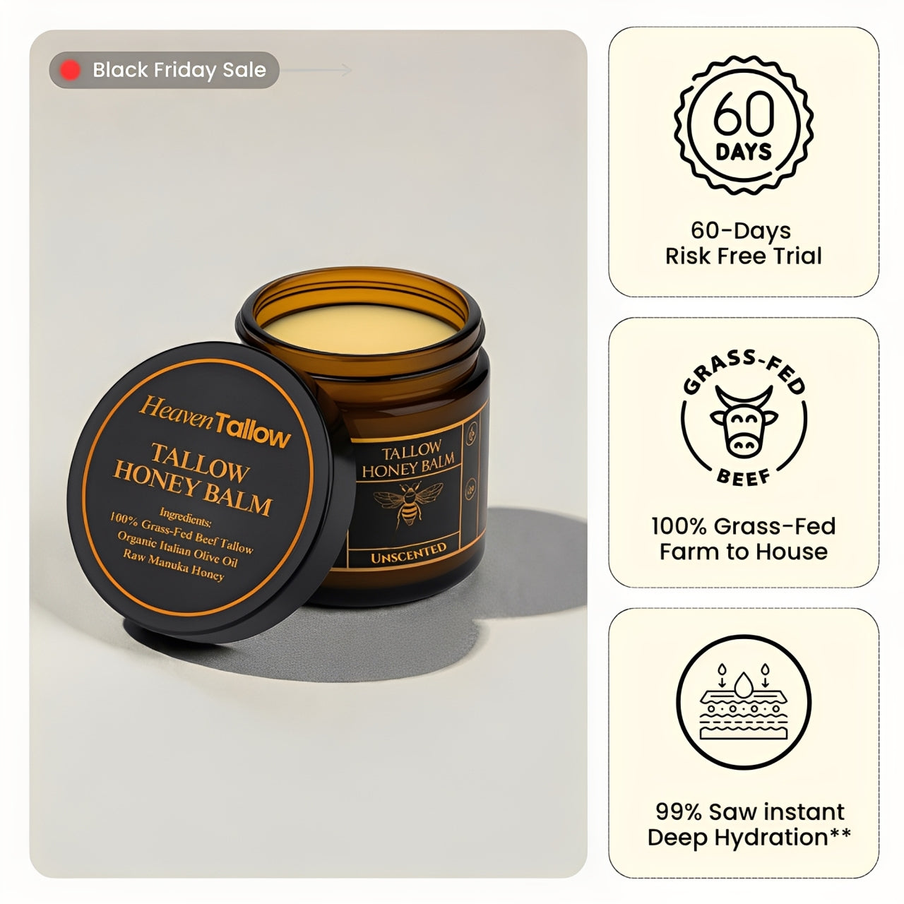 100% Grass-Fed Tallow Balm